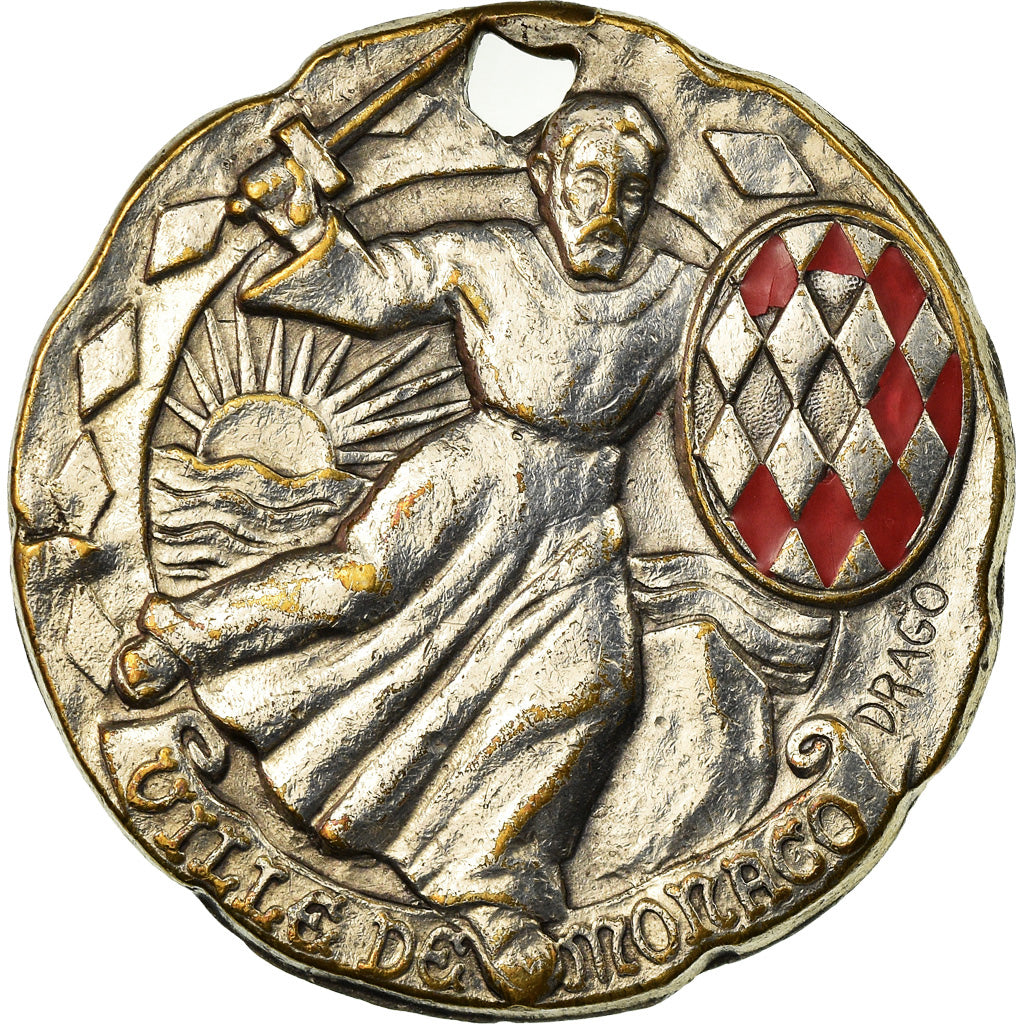 Monaco, Medal, Ville de Monaco, Drago, VF(30-35), Silvered bronze