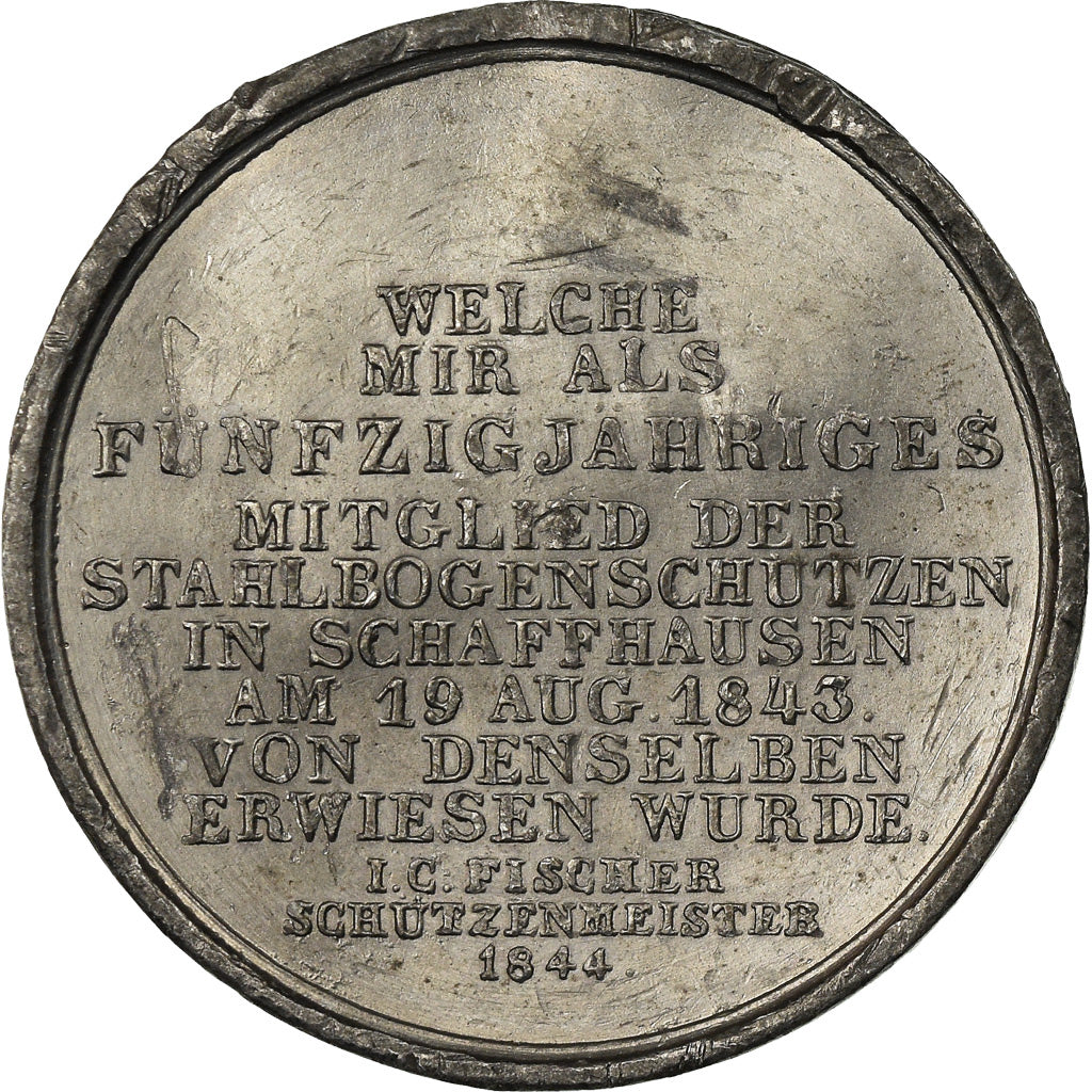 Suisse, Jeton, Kleiner Dank für Grosse Ehre, 1844, Fischer, TTB, Aluminum-Zinc