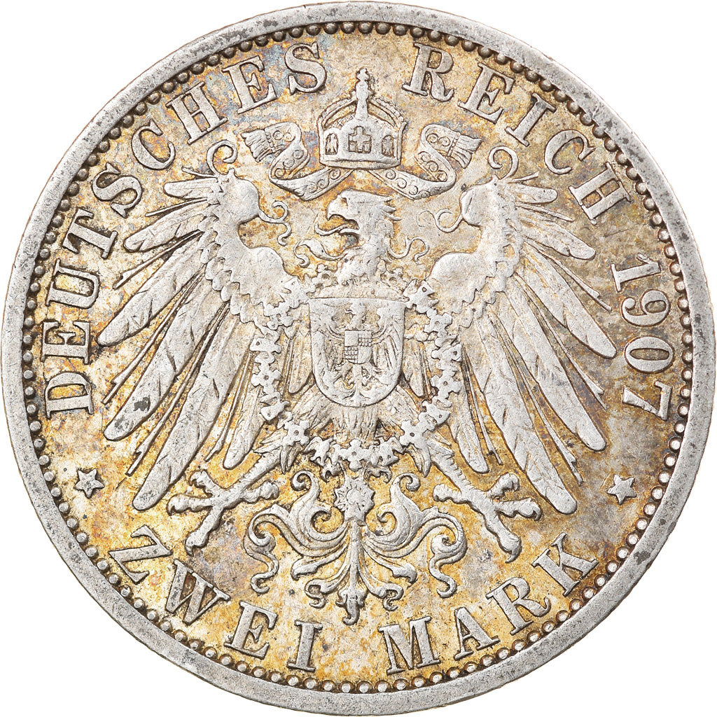 Coin, German States, PRUSSIA, Wilhelm II, 2 Mark, 1907, Berlin, EF(40-45)