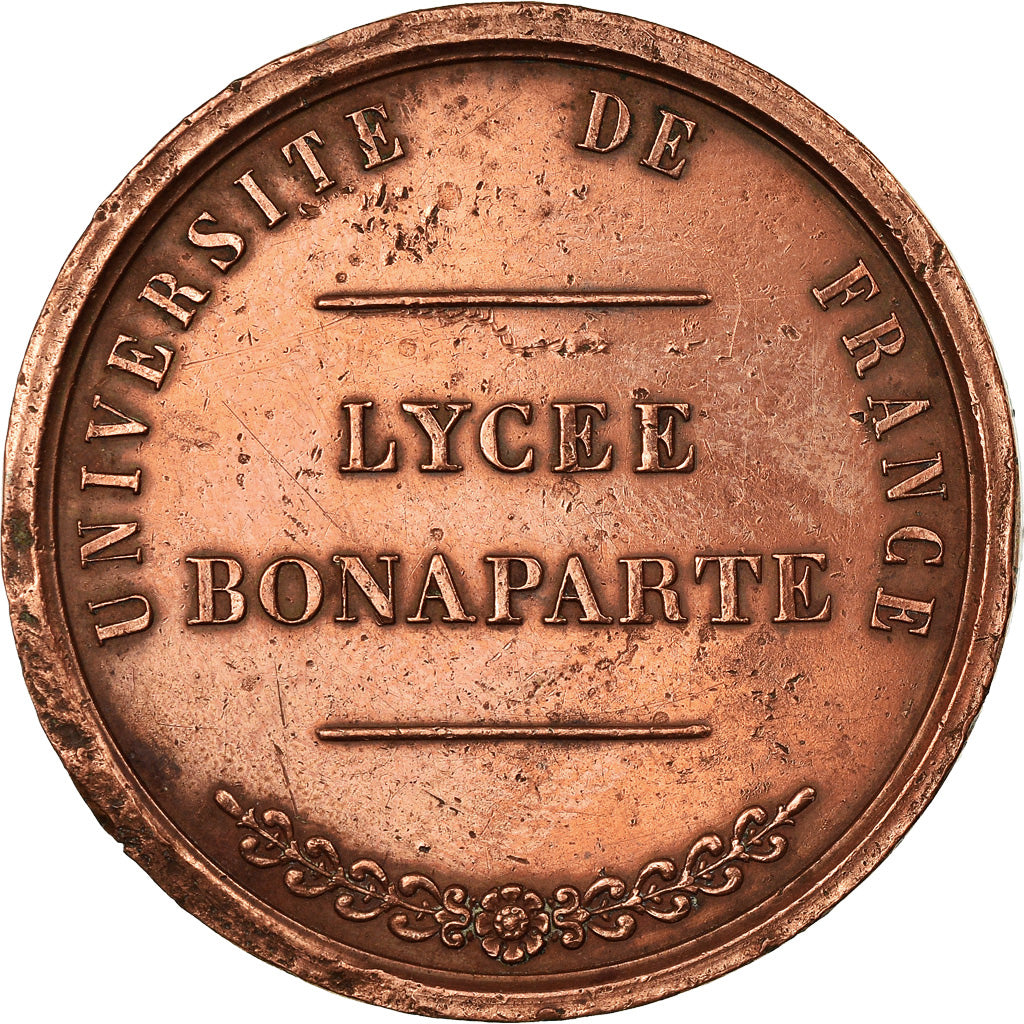 France, Medal, Université de France, Lycée Bonaparte, 1854, AU(50-53), Copper