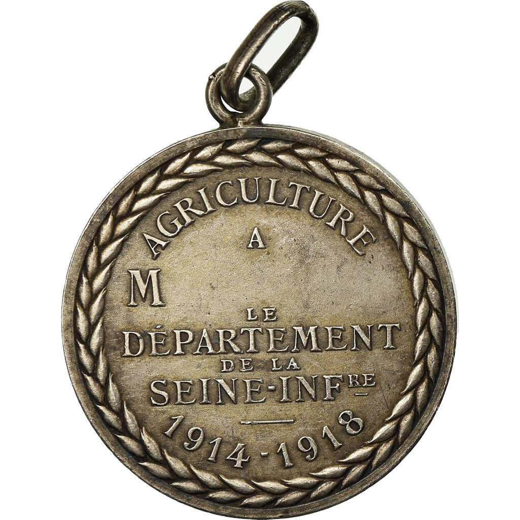 Francja, Medal, Marianne Casquée, Agriculture, Seine Inférieure, 1914-1918