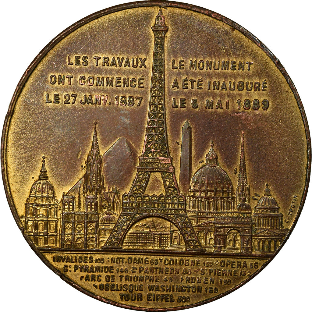 Frankrijk, Medaille, Souvenir d'Ascension de la Tour Eiffel, 1889, Trotin, ZF+