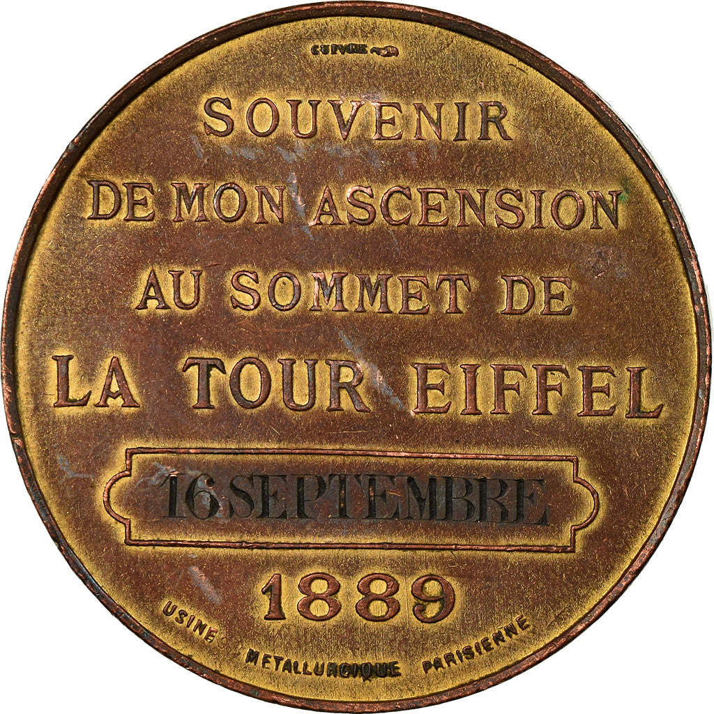Frankrijk, Medaille, Souvenir d'Ascension de la Tour Eiffel, 1889, Trotin, ZF+