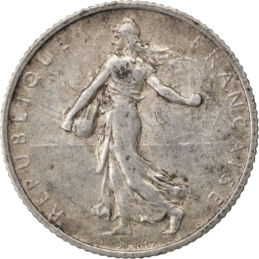 FRANCE, Semeuse, Franc, 1909, Paris, KM #844.1, VF(30-35), Silver, 23, Gadoury..