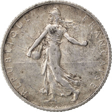 FRANCE, Semeuse, Franc, 1909, Paris, KM #844.1, VF(30-35), Silver, 23, Gadoury..
