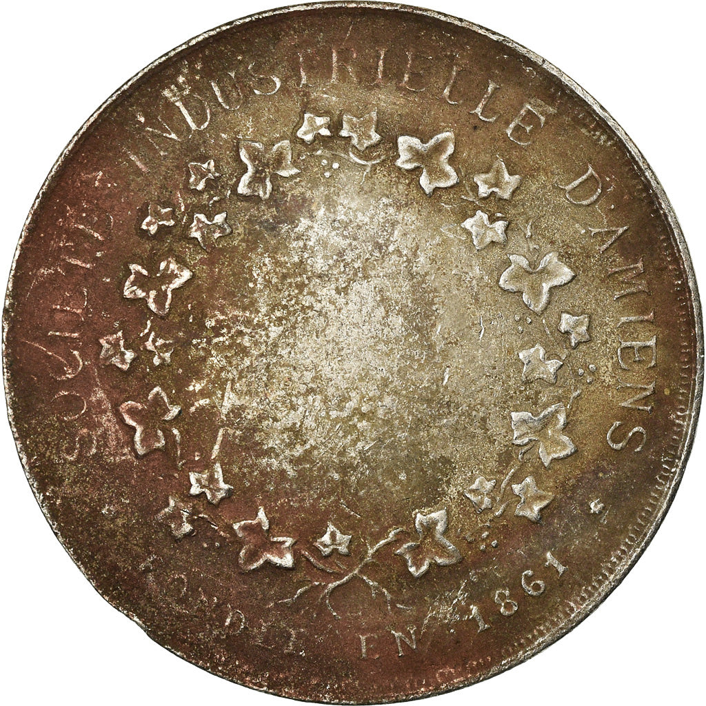 France, Medal, Société Industrielle d'Amiens, 1861, VF(20-25), Silver
