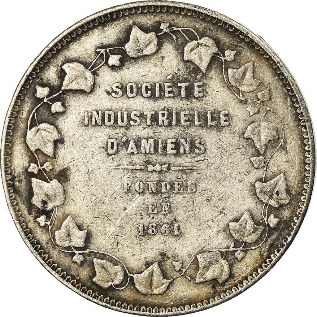 France, Medal, Société Industrielle d'Amiens, 1861, EF(40-45), Silver