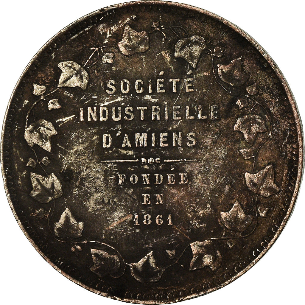 France, Médaille, Société Industrielle d'Amiens, 1861, TB+, Argent