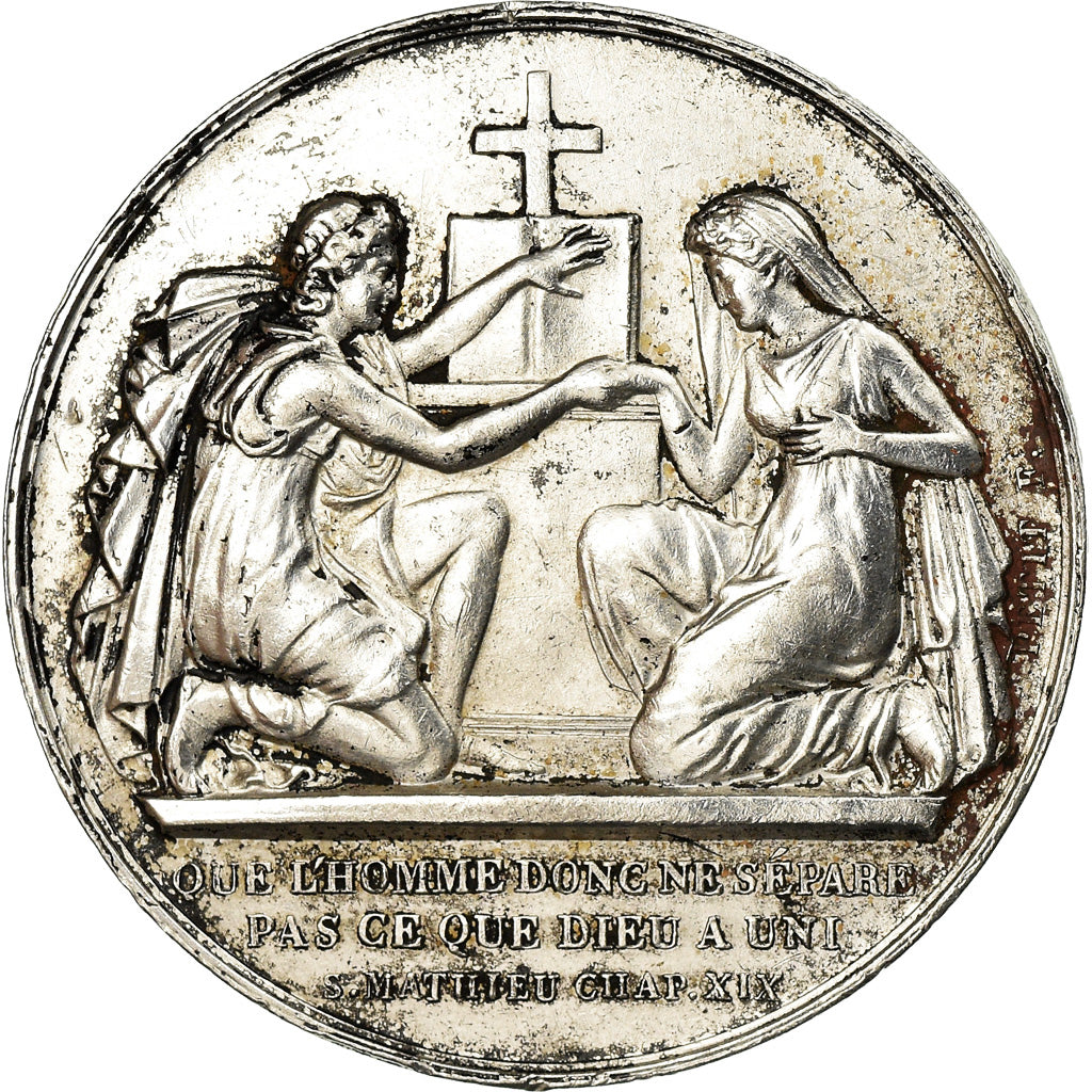 France, Medal, Noces , Mariage, Religions & beliefs, Petit, AU(50-53), Silver
