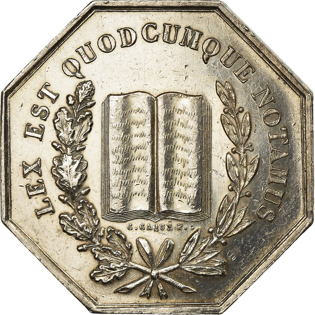 France, Jeton, Notaires de l'Arrondissement de Dieppe, 1852, Caqué, SUP