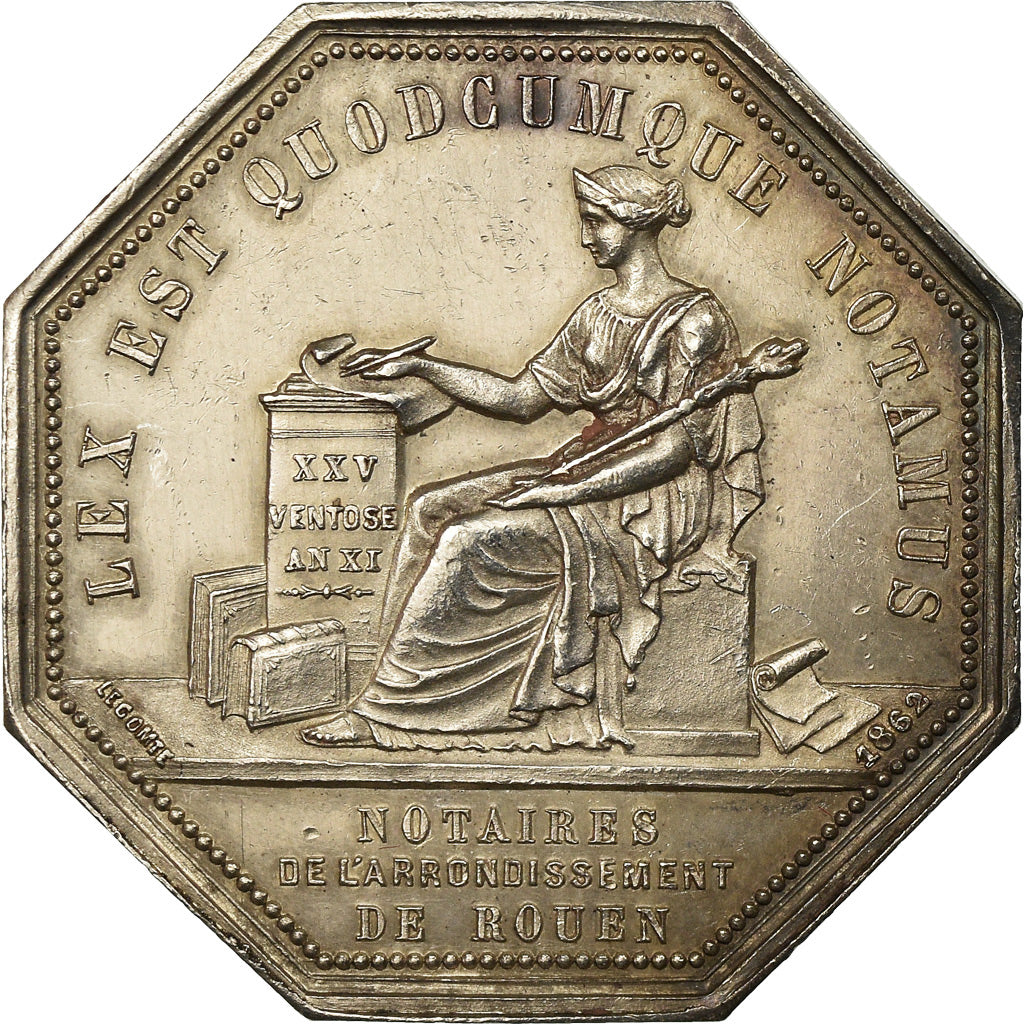 France, Token, Notaires de l'Arrondissement de Rouen, 1862, Lecomte, MS(60-62)