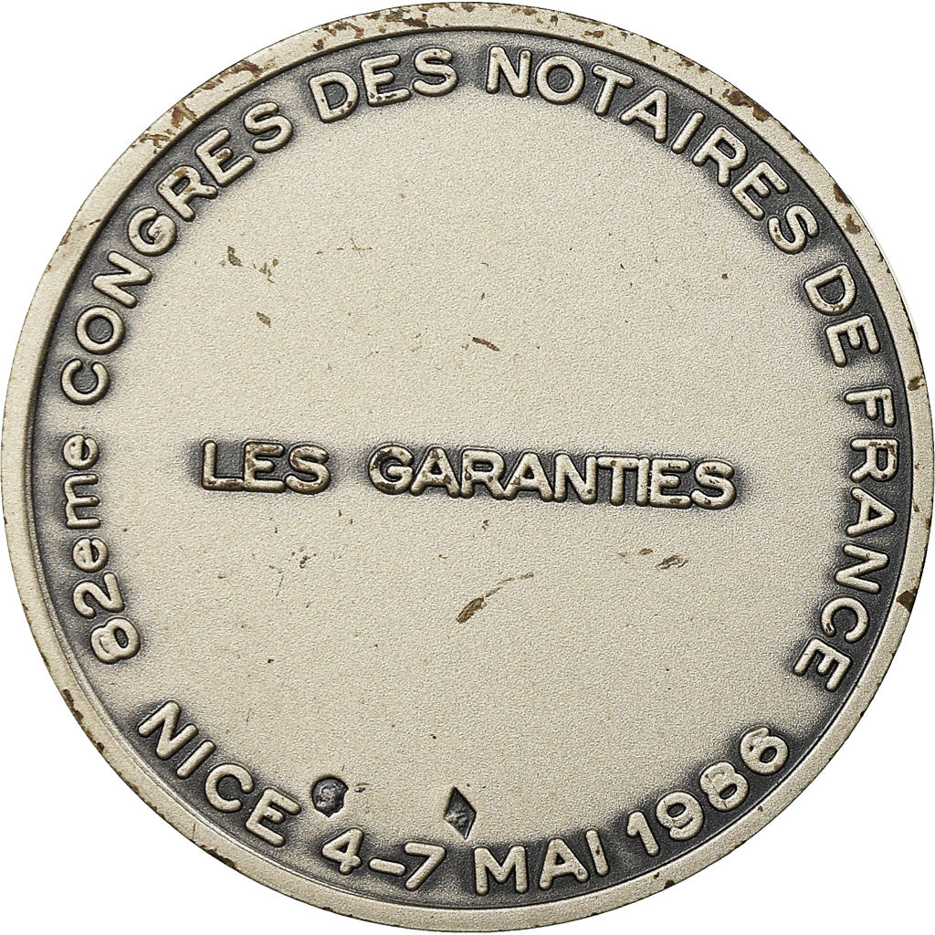 Francia, Token, 82ème Congrès des Notaires de France, Nice, 1986, BB+, Argento