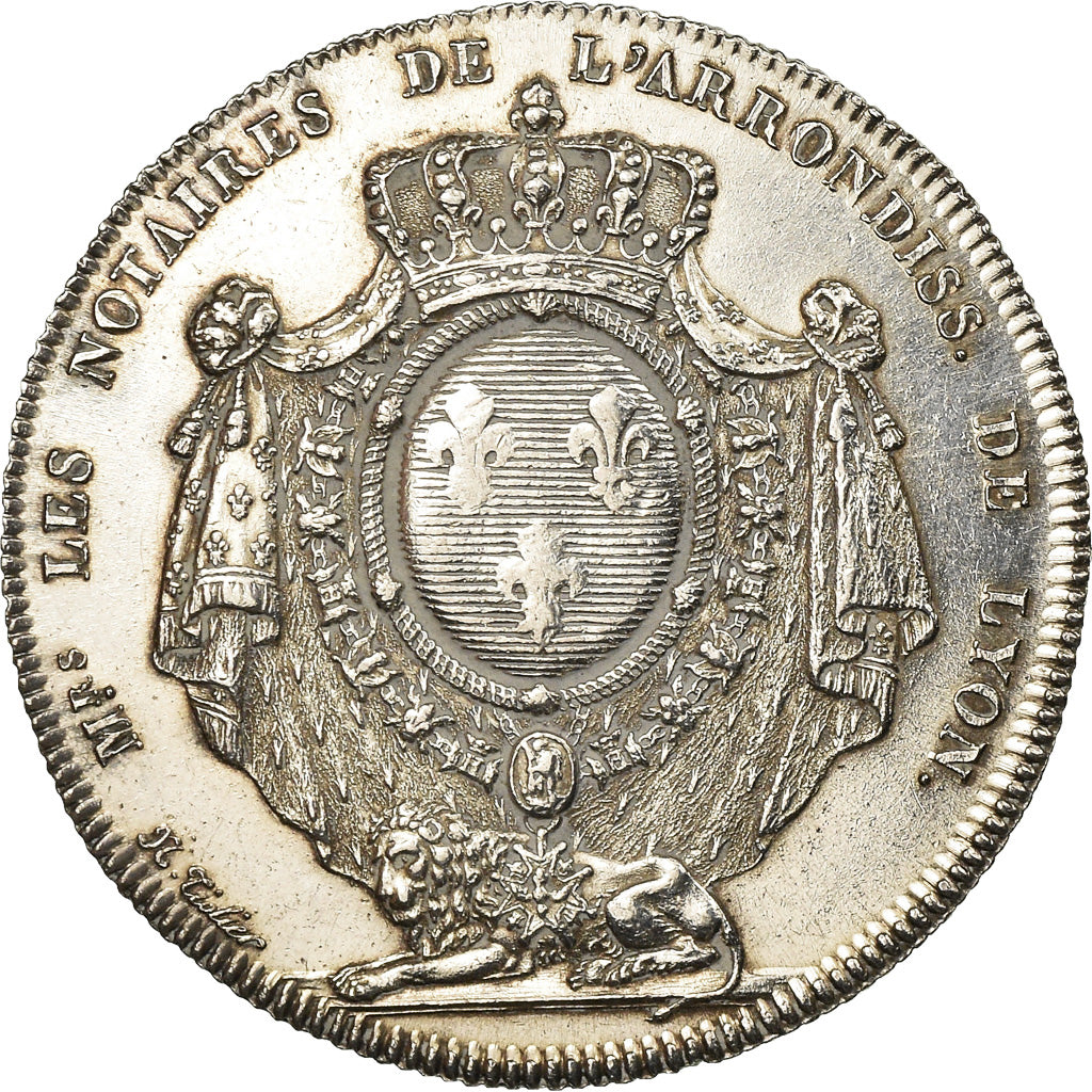 France, Token, Restauration, Notaires de Lyon, 1812, Tiolier, AU(55-58), Silver