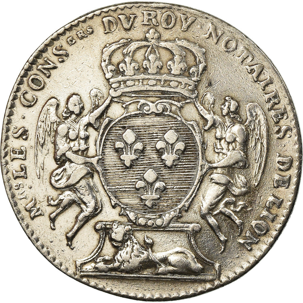 Francia, Token, Conseillers Royaux, Notaires de Lyon, 1715, MBC+, Plata