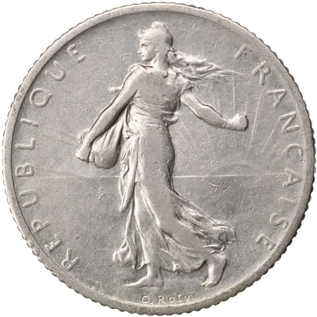 FRANCE, Semeuse, Franc, 1911, Paris, KM #844.1, VF(30-35), Silver, 23, Gadoury..