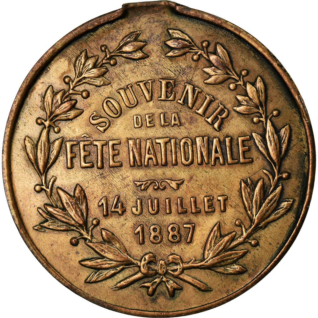 Francia, medaglia, Souvenir de la Fête Nationale du 14 Juillet, 1887, BB, Rame