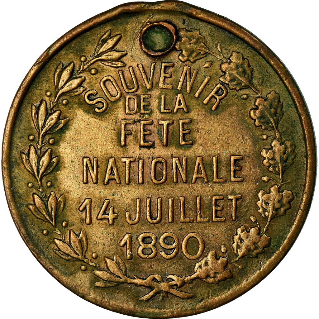 France, Medal, Souvenir de la Fête Nationale du 14 Juillet, 1890, EF(40-45)