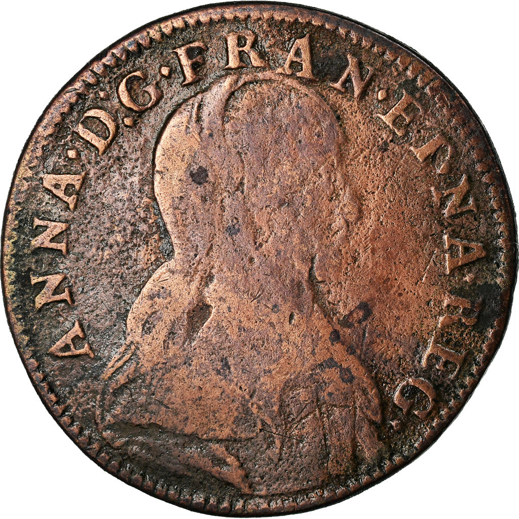France, Token, Louis XIV, Anne d'Autriche, Régence, History, VF(20-25), Copper