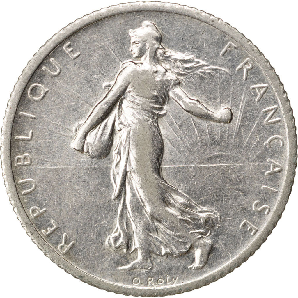FRANCE, Semeuse, Franc, 1912, Paris, KM #844.1, AU(50-53), Silver, 23, Gadoury..