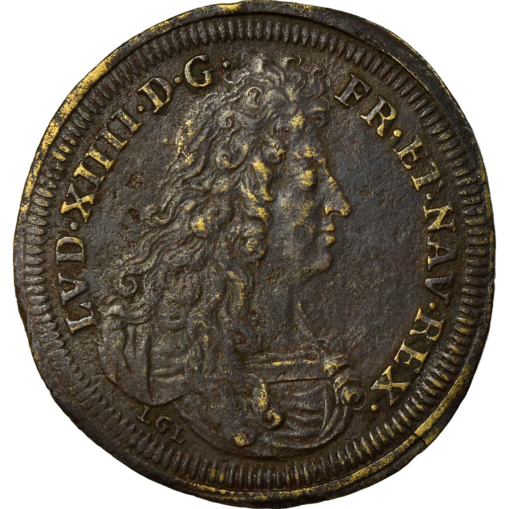 France, Token, Louis XIV, Nuremberg, Cornélius Lauffers, History, VF(30-35)