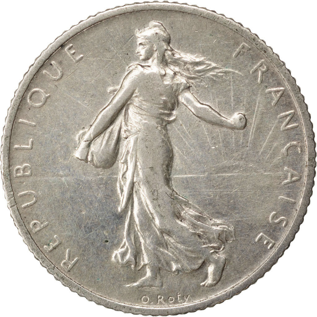 FRANCE, Semeuse, Franc, 1912, Paris, KM #844.1, EF(40-45), Silver, 23, Gadoury..