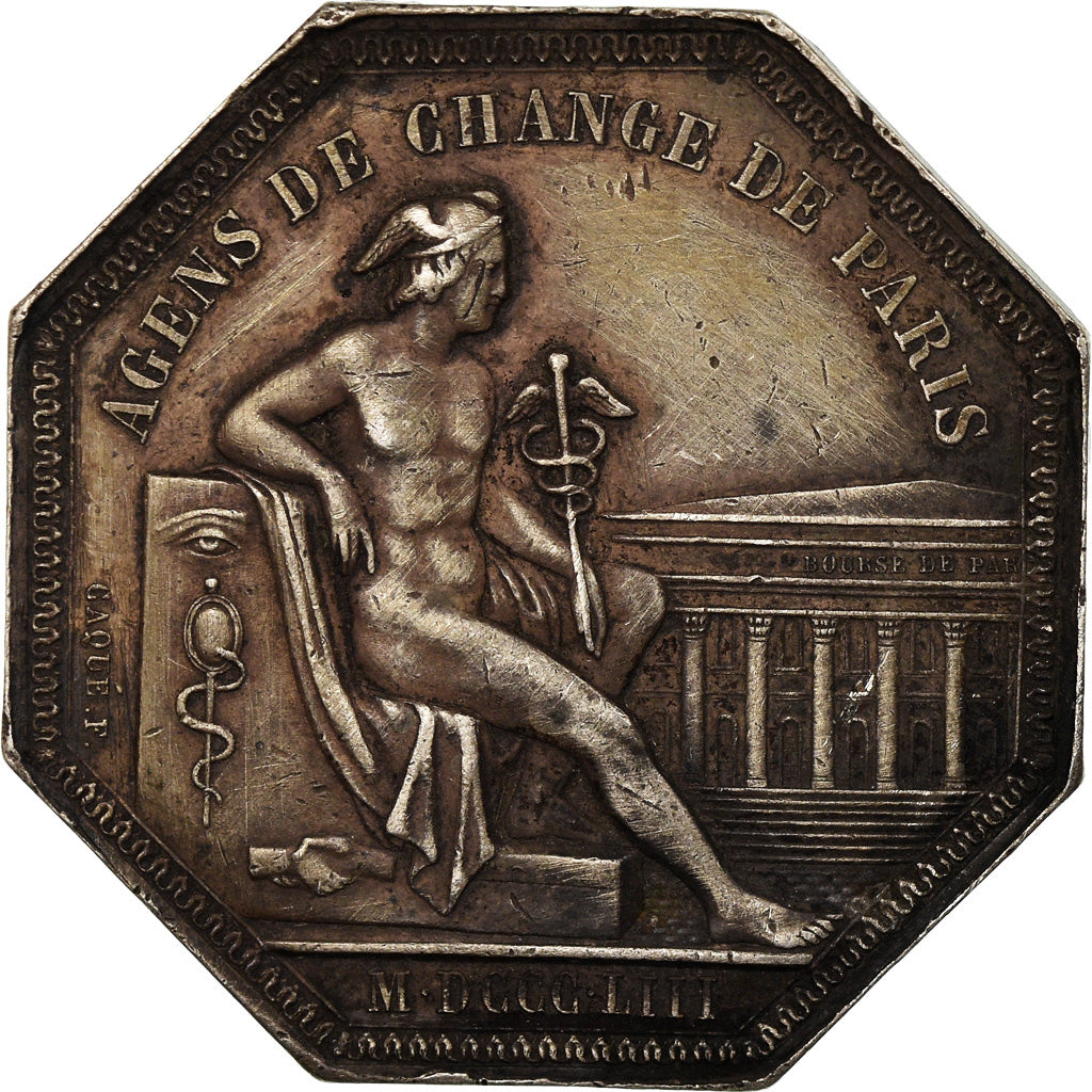 France, Token, Napoléon III, Banque, Agents de Change de Paris, 1853, Caqué