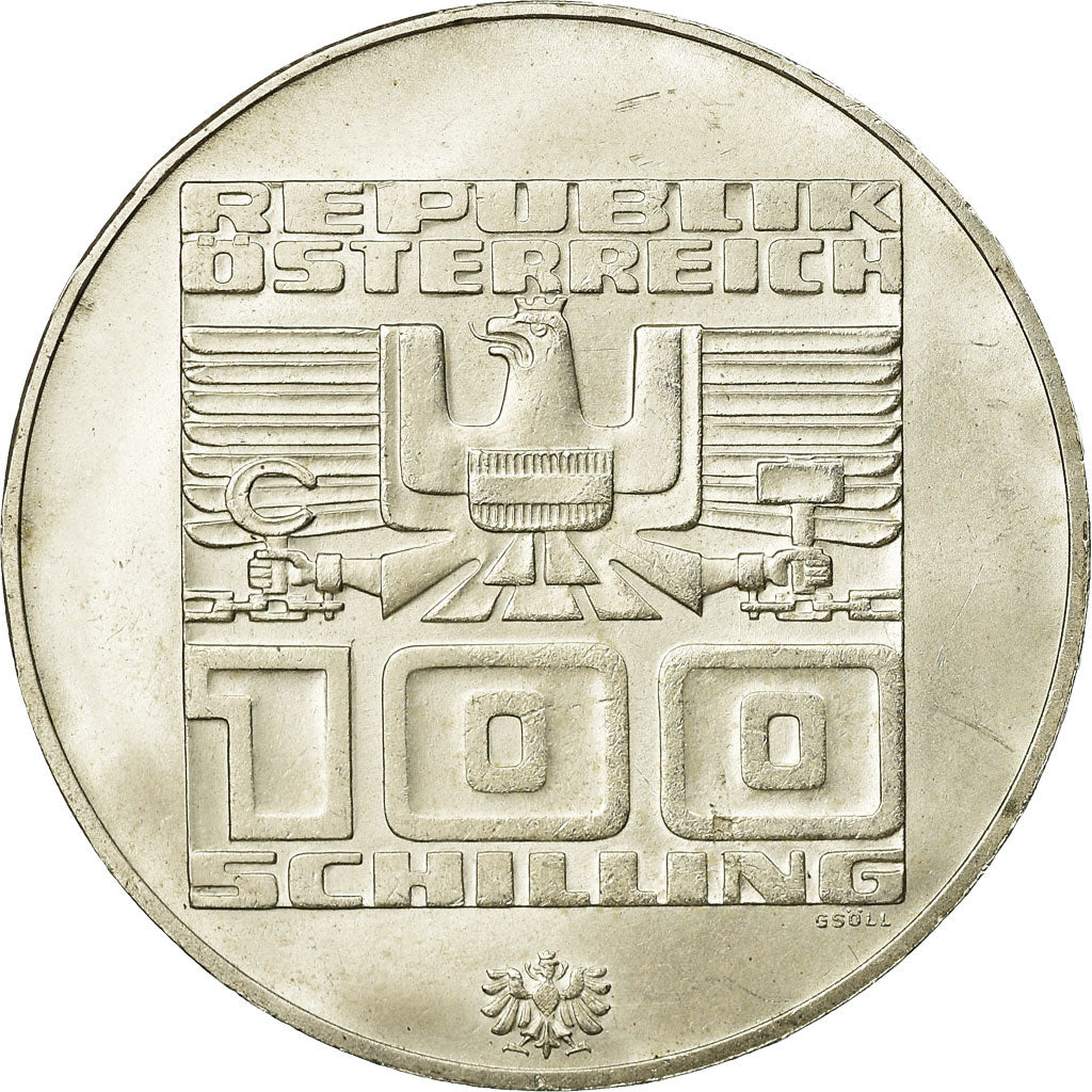 Münze, Österreich, Ski jump, Olympic, 100 Schilling, 1976, VZ, Silber, KM:2929