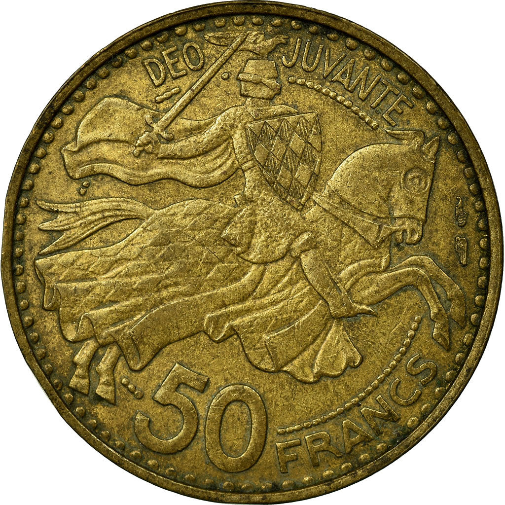 Coin, Monaco, Rainier III, 50 Francs, Cinquante, 1950, EF(40-45)