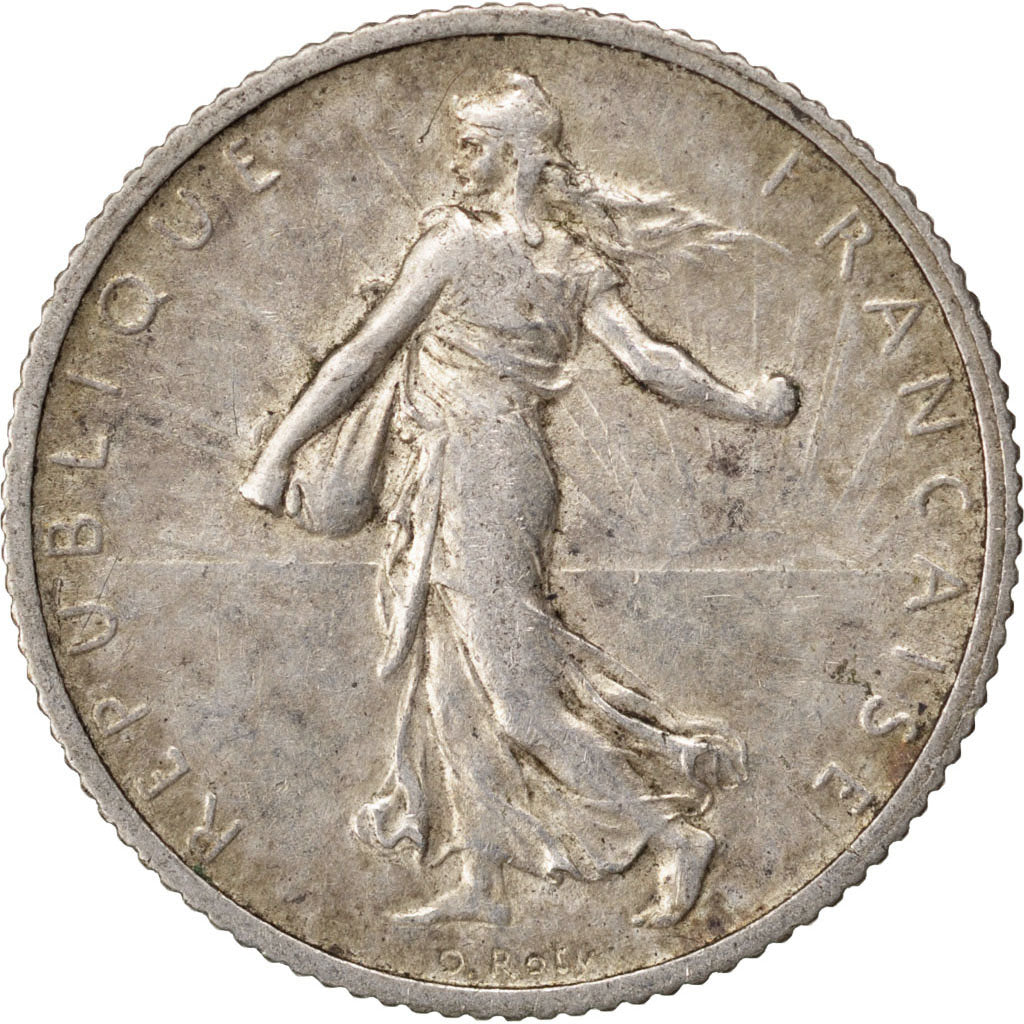 FRANCE, Semeuse, Franc, 1913, Paris, KM #844.1, AU(50-53), Silver, 23, Gadoury..