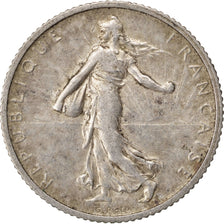 FRANCE, Semeuse, Franc, 1913, Paris, KM #844.1, AU(50-53), Silver, 23, Gadoury..