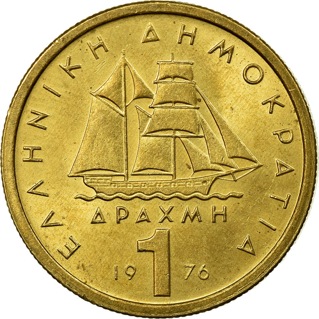 Moneta, Grecia, Konstantinos Kanaris, Drachma, 1976, BB, Nichel-ottone, KM:116
