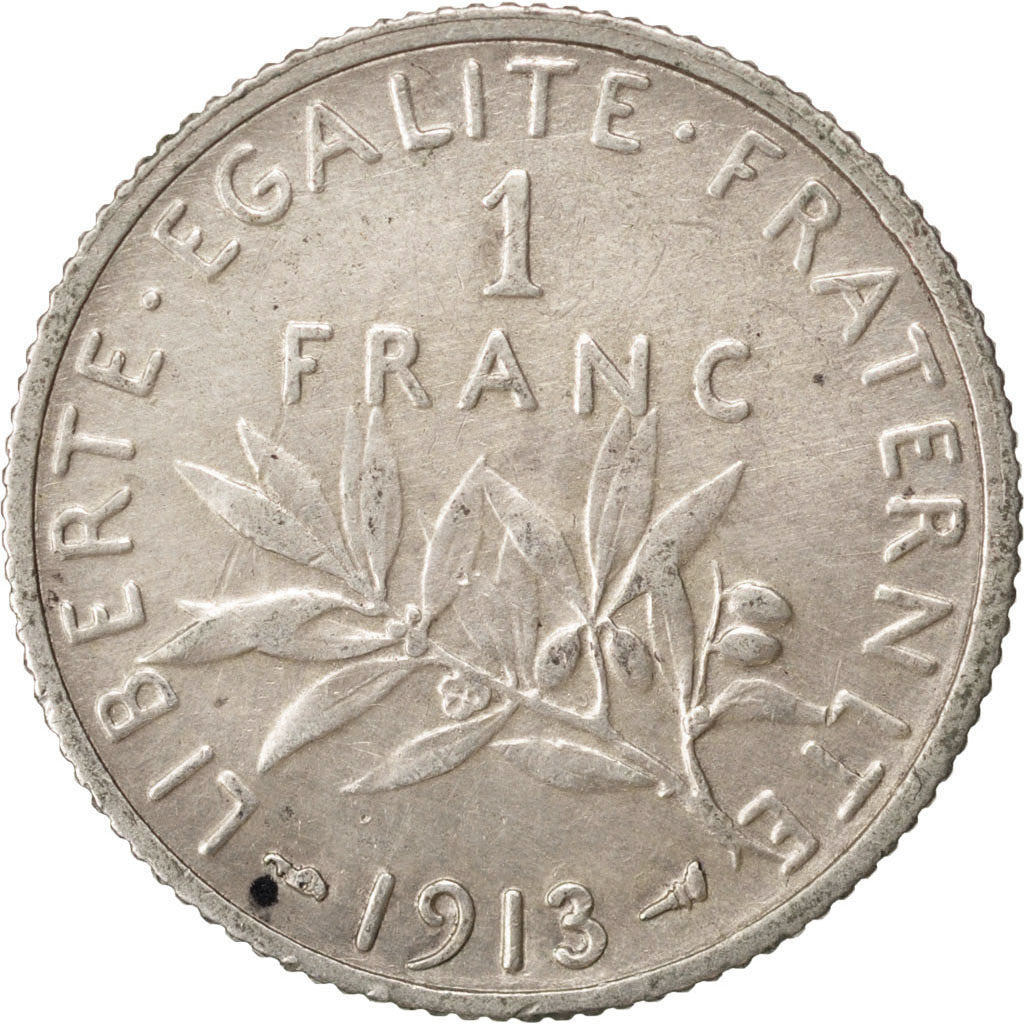 Coin, France, Semeuse, Franc, 1913, AU(50-53), Silver, Gadoury:467