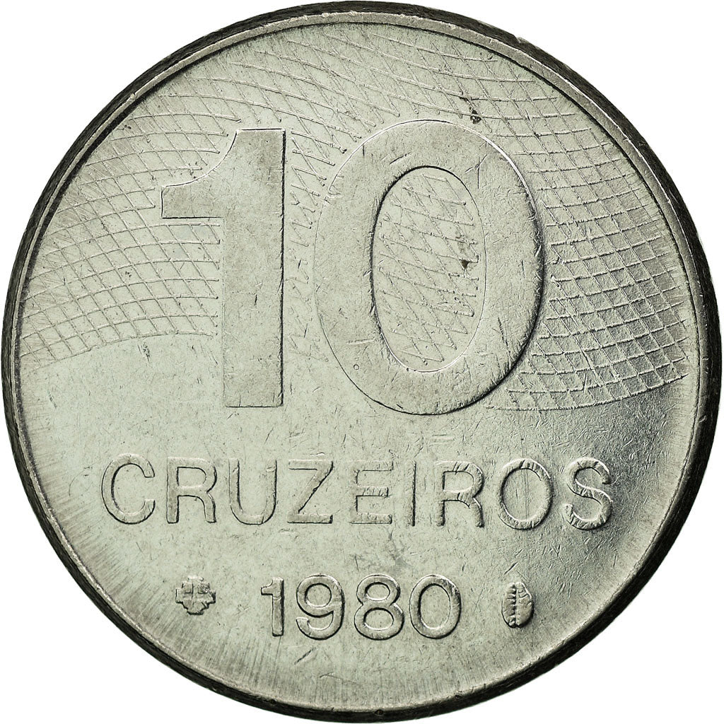 Coin, Brazil, 10 Cruzeiros, 1980, EF(40-45), Stainless Steel, KM:592.1