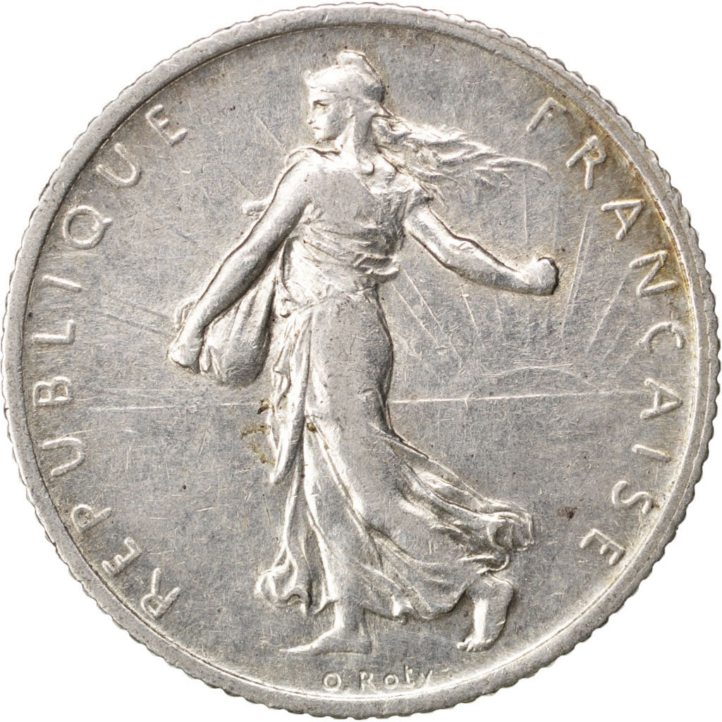 FRANCE, Semeuse, Franc, 1913, Paris, KM #844.1, AU(55-58), Silver, 23, Gadoury..