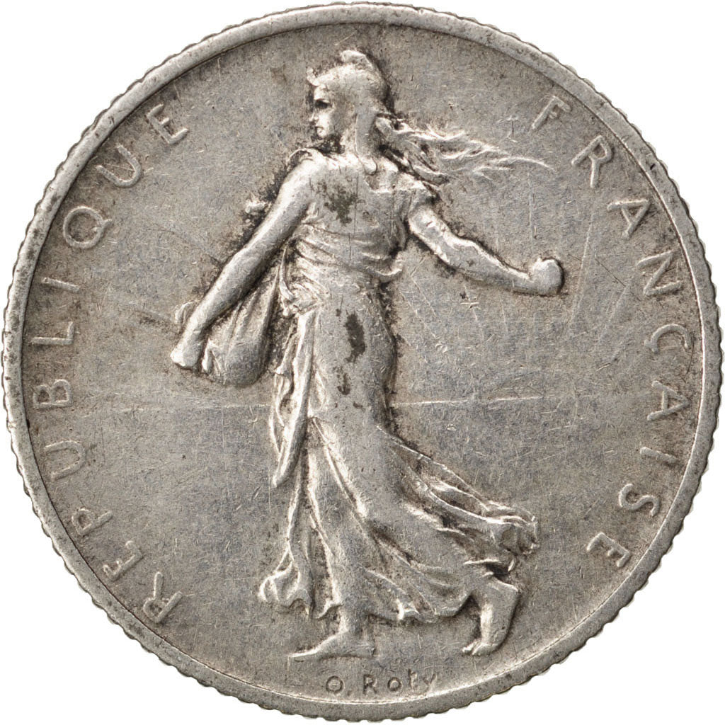 FRANCE, Semeuse, Franc, 1914, Paris, KM #844.1, VF(30-35), Silver, 23, Gadoury..