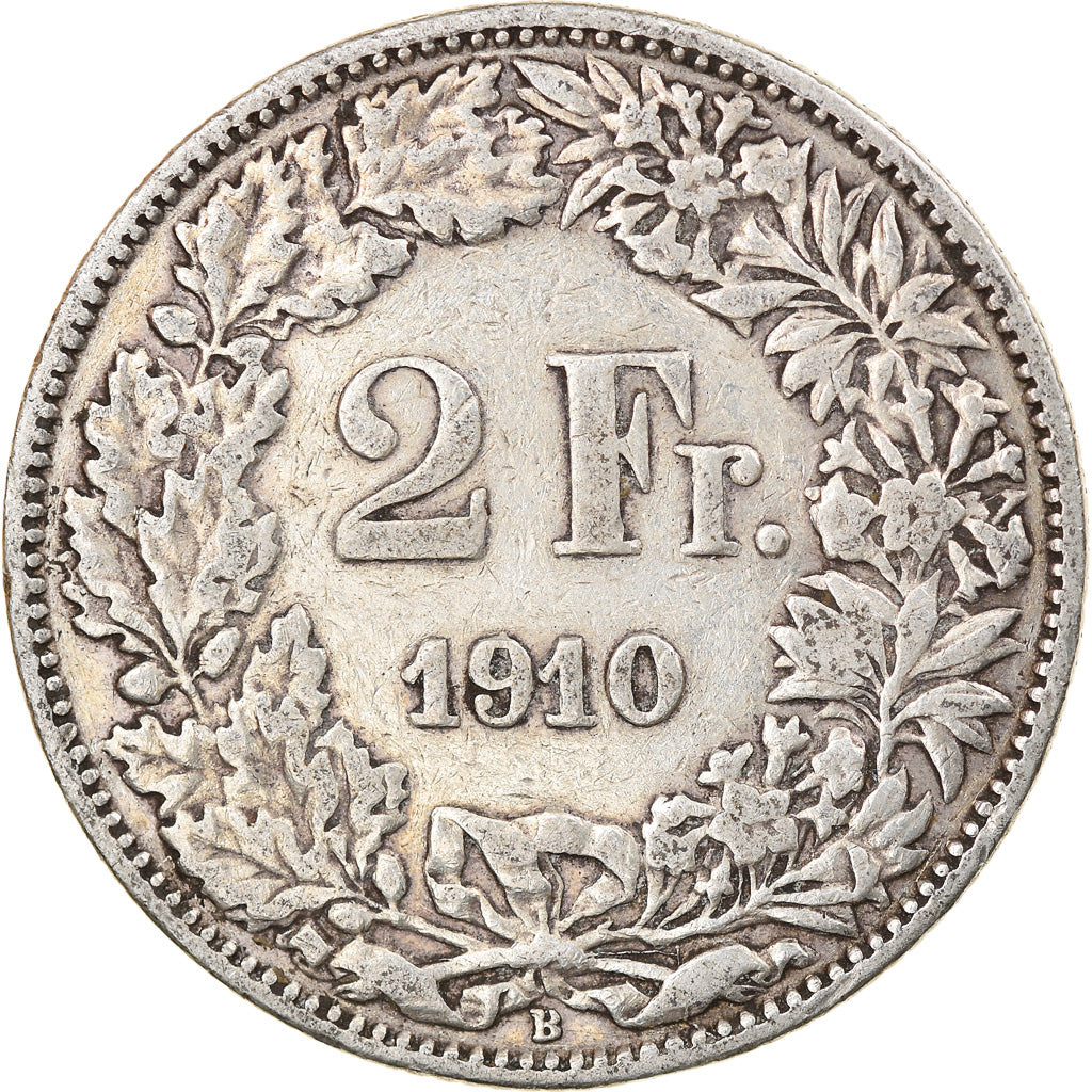 Coin, Switzerland, 2 Francs, 1910, Bern, VF(30-35), Silver, KM:21