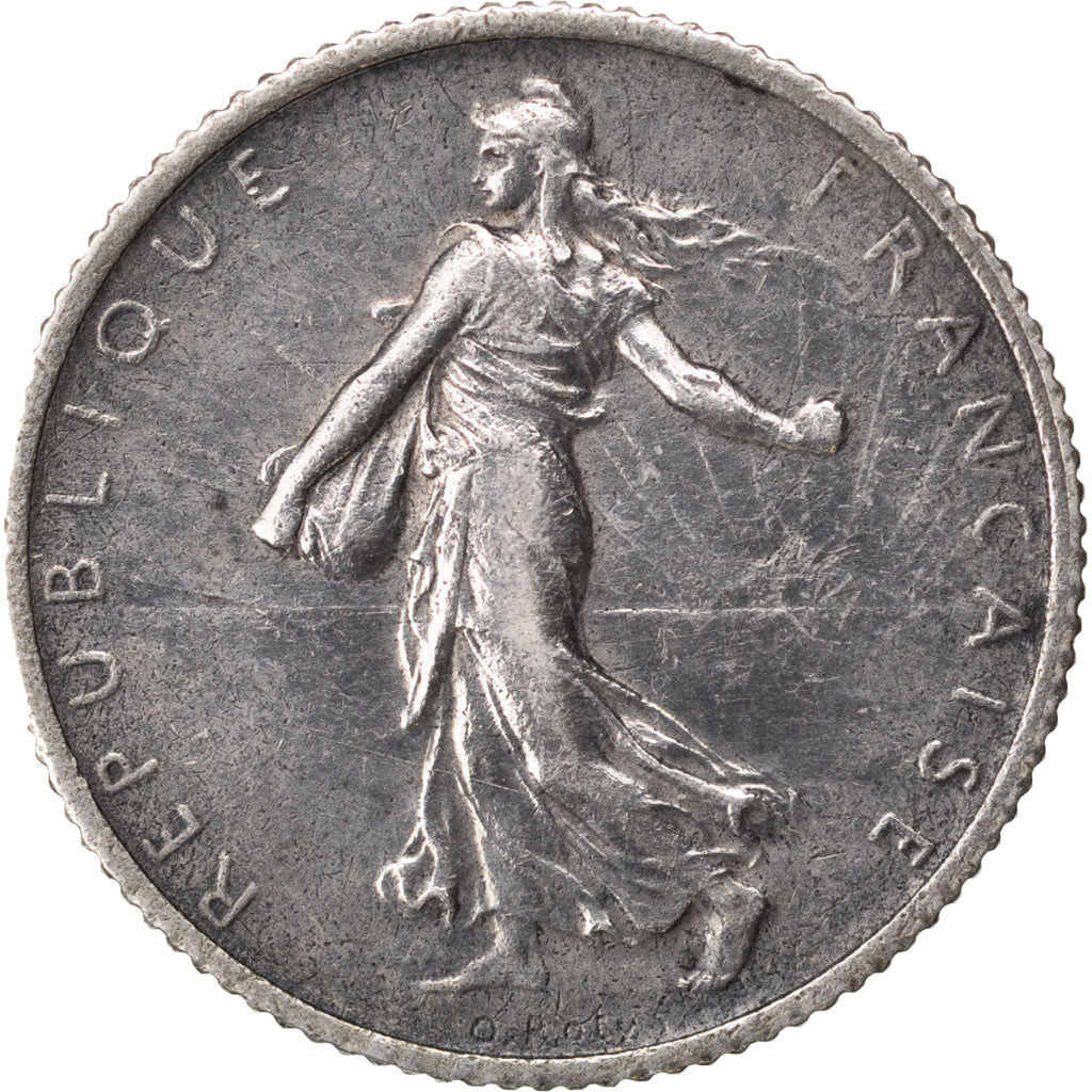 FRANCE, Semeuse, Franc, 1914, Paris, KM #844.1, AU(50-53), Silver, 23, Gadoury..