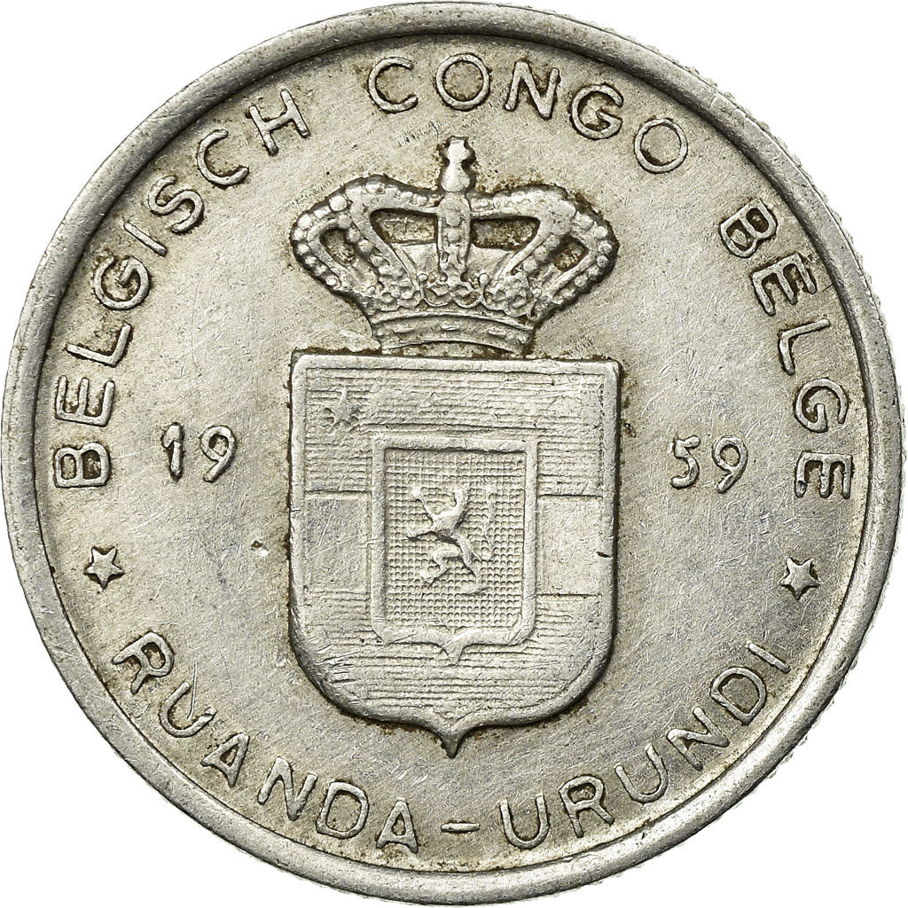 Coin, Belgian Congo, RUANDA-URUNDI, Franc, 1959, EF(40-45), Aluminum, KM:4