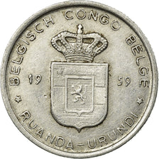 Coin, Belgian Congo, RUANDA-URUNDI, Franc, 1959, EF(40-45), Aluminum, KM:4