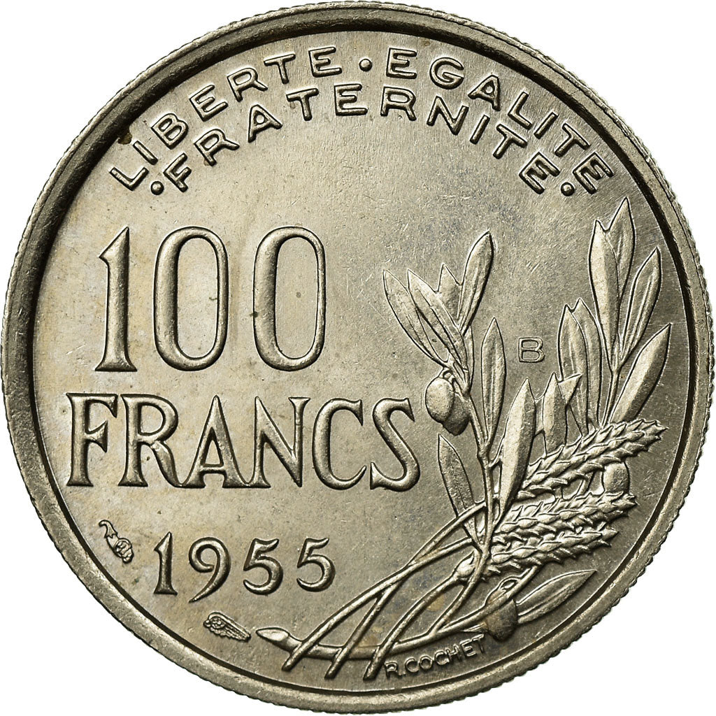 Moneta, Francia, Cochet, 100 Francs, 1955, Beaumont - Le Roger, SPL-