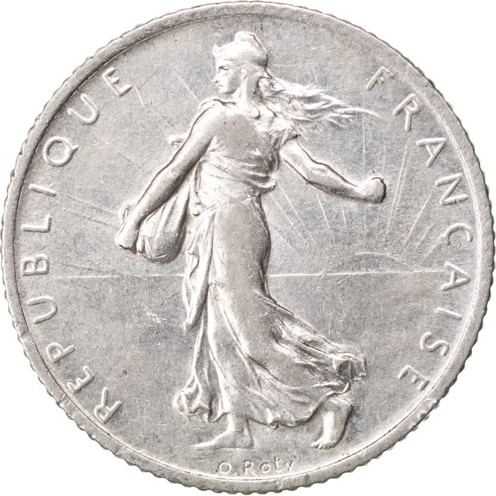 FRANCE, Semeuse, Franc, 1914, Paris, KM #844.1, AU(50-53), Silver, 23, Gadoury..