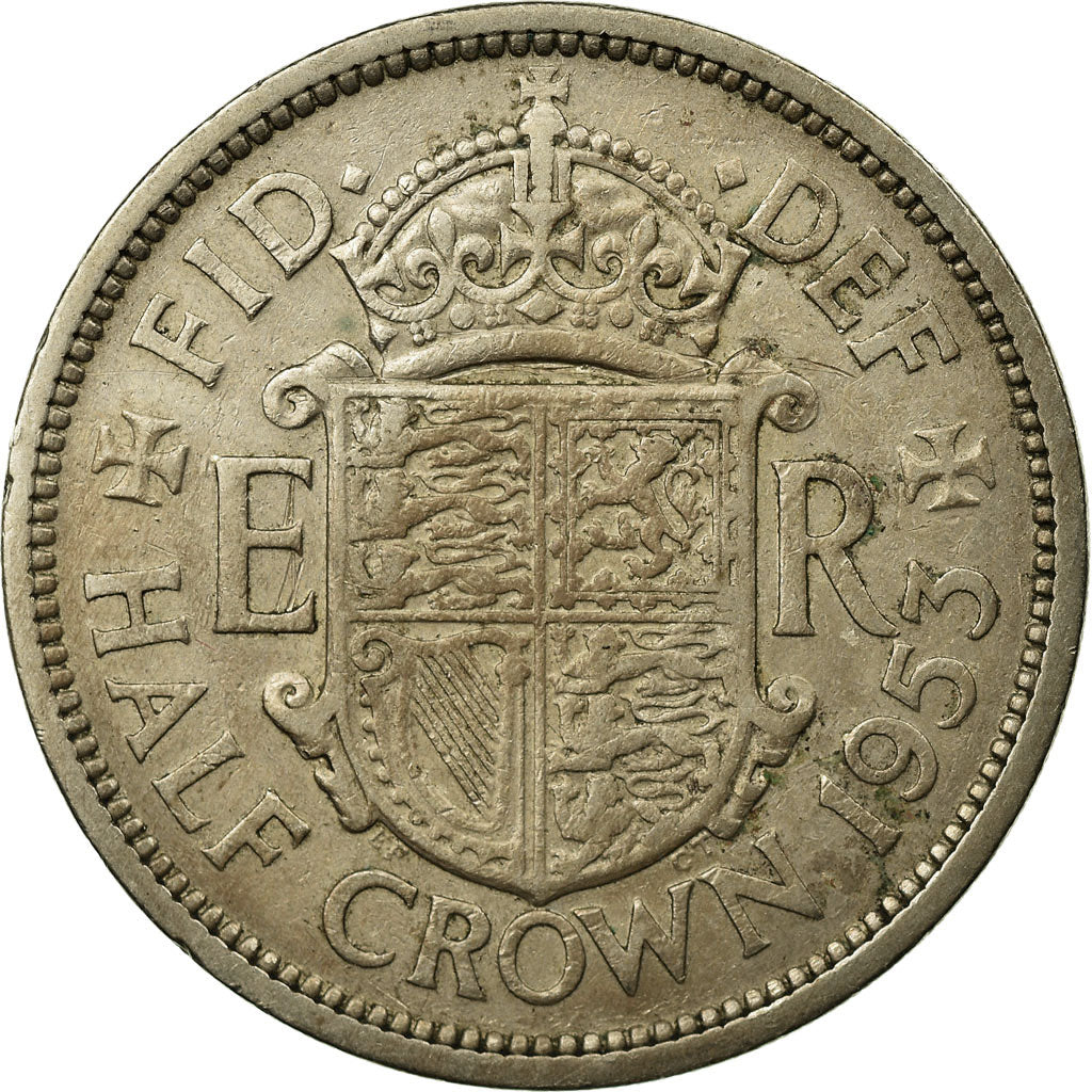 Coin, Great Britain, Elizabeth II, 1/2 Crown, 1953, EF(40-45), Copper-nickel