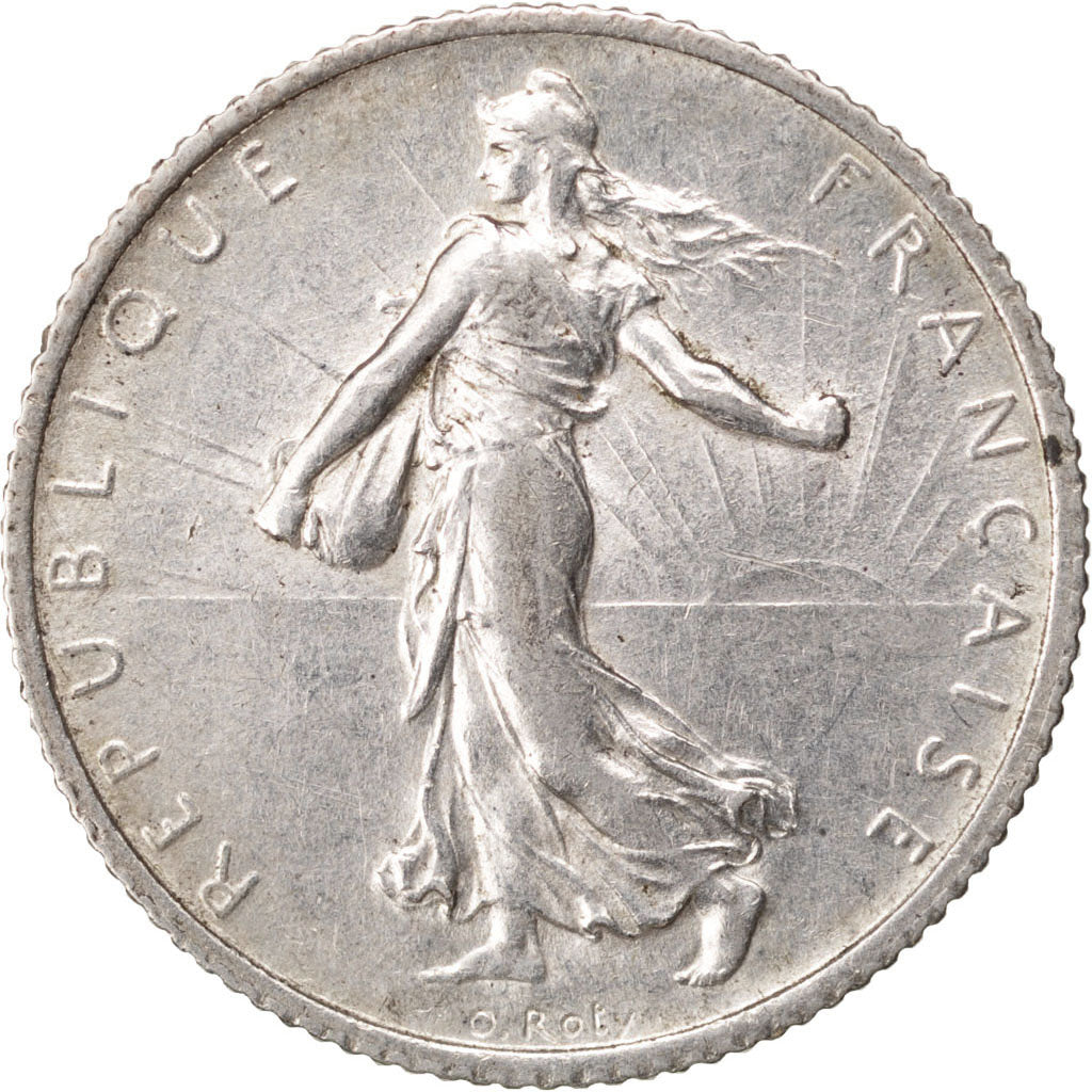 FRANCE, Semeuse, Franc, 1914, Paris, KM #844.1, AU(55-58), Silver, 23, Gadoury..