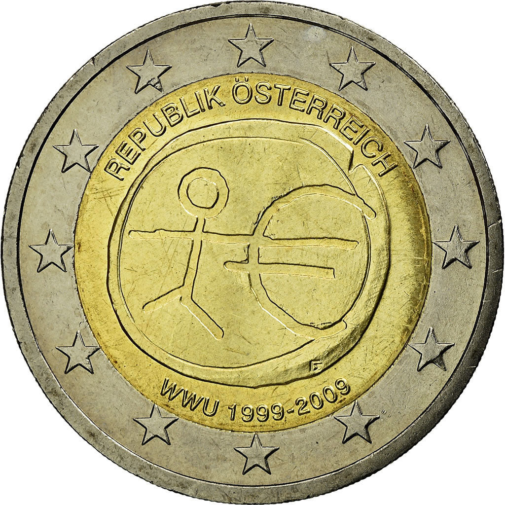 Áustria, 2 Euro, 10 ans de l'Euro, 2009, AU(55-58), Bimetálico, KM:3175