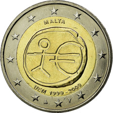 Malta, 2 Euro, E.M.U., 10th Anniversary, 2009, AU(55-58), Bi-Metallic, KM:134