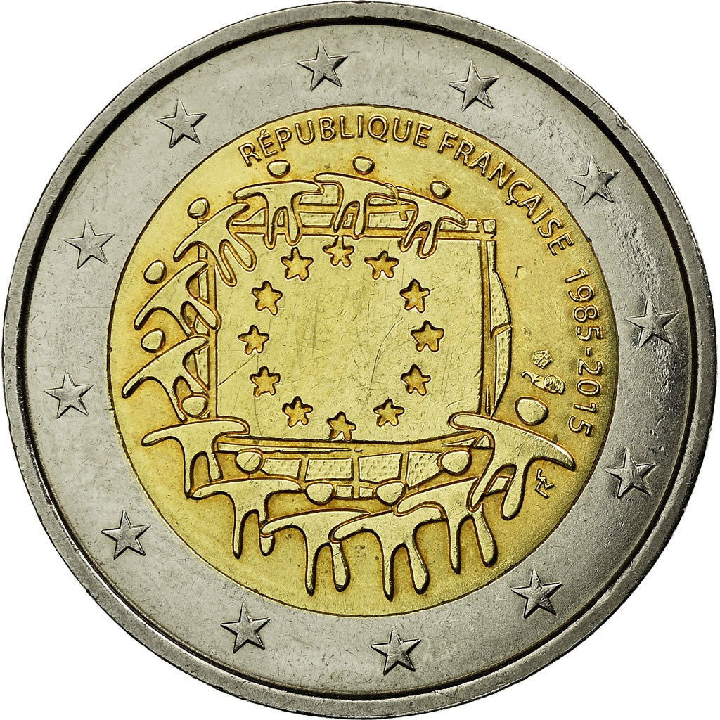 France, 2 Euro, 30 ans du drapeau de l union europeenne, 2015, AU(55-58)