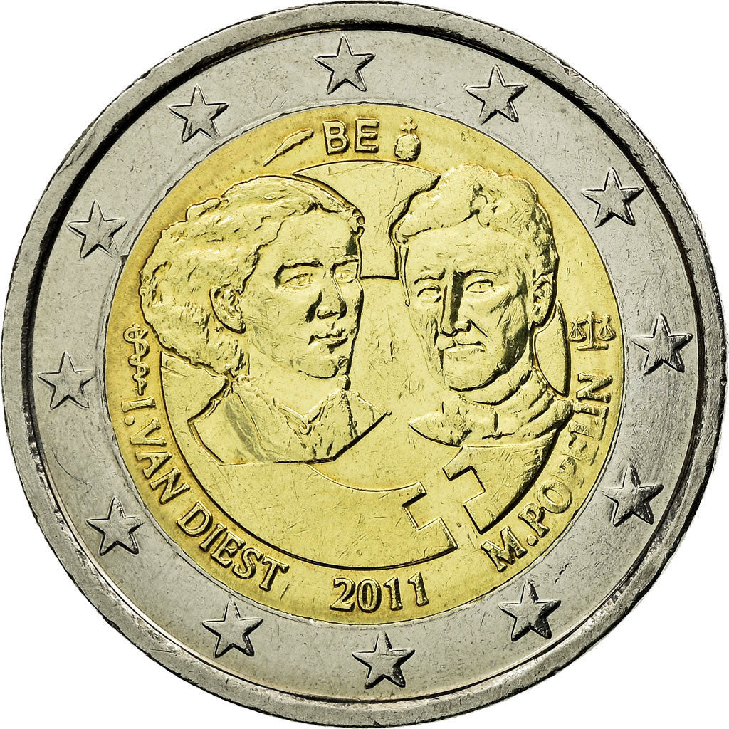 Belgium, 2 Euro, International Women's Day, 100th Anniversary, 2011, EF(40-45)
