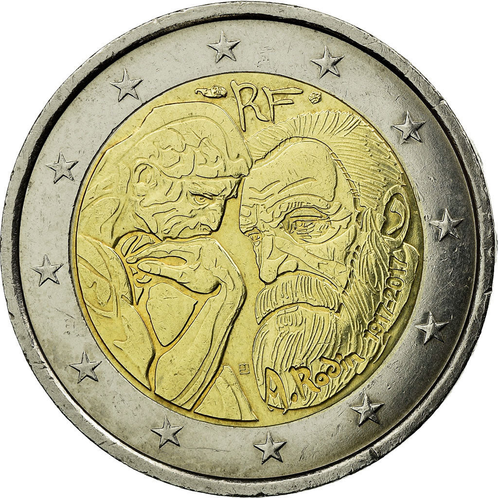 Francja, 2 Euro, Auguste Rodin, 2017, Paris, EF(40-45), Bimetaliczny