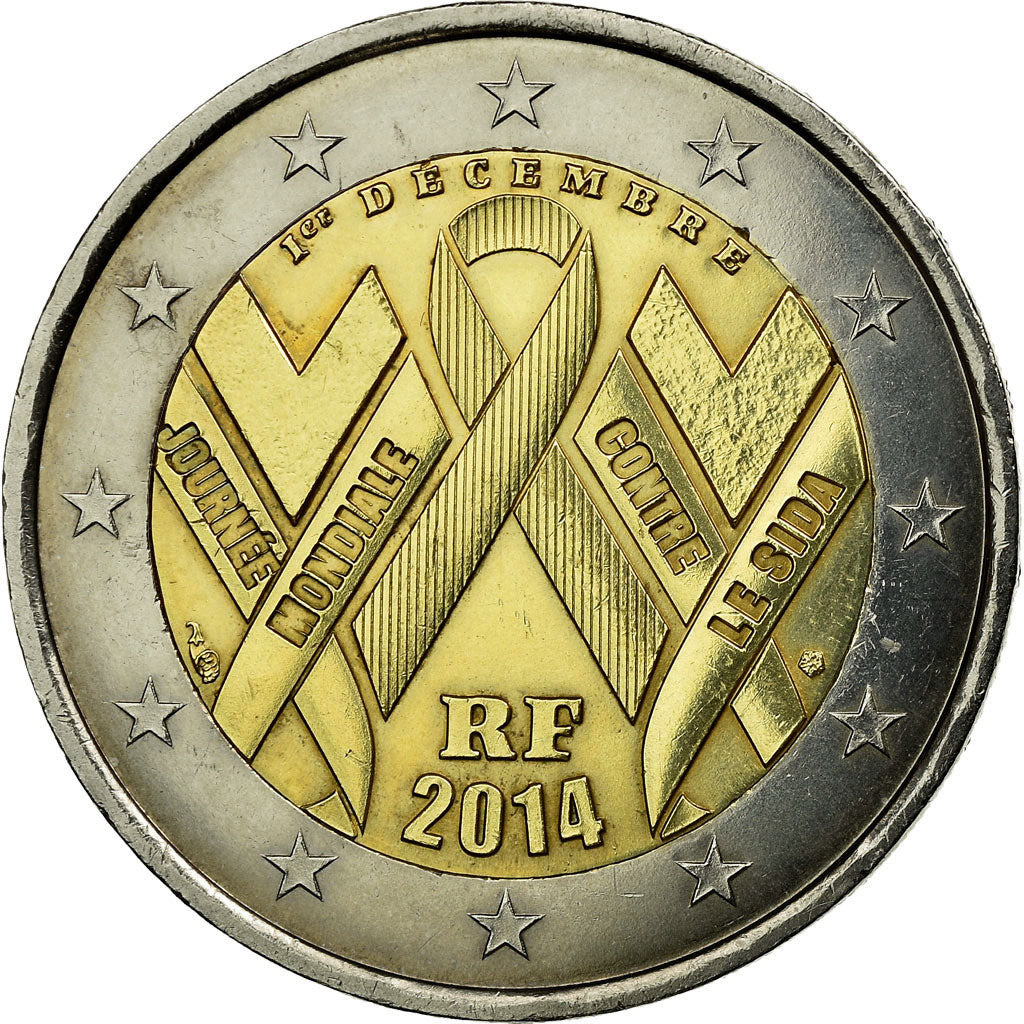 France, 2 Euro, Journée mondiale de la lutte contre le Sida, 2014, SUP