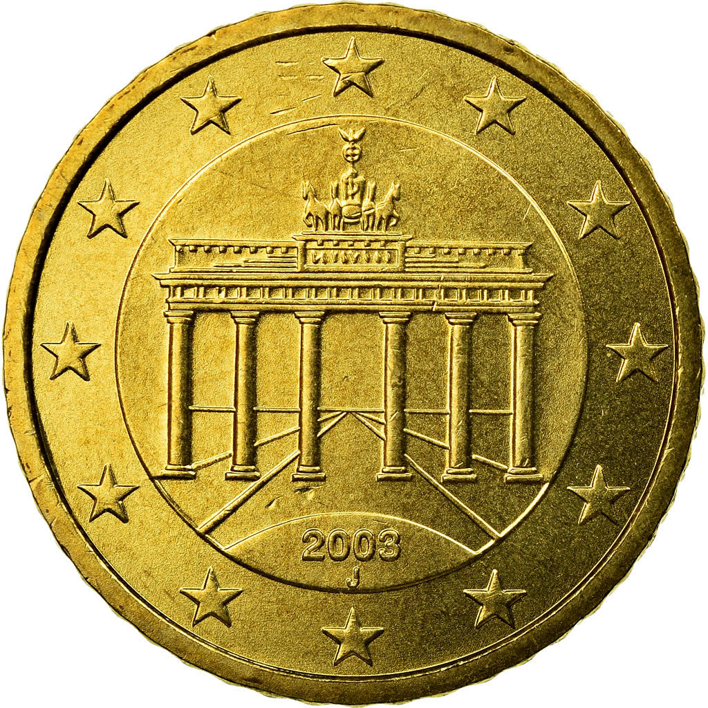 GERMANY - FEDERAL REPUBLIC, 50 Euro Cent, 2003, MS(63), Brass, KM:212